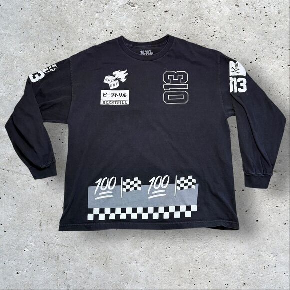 Been Trill “100 Checkered Flag” Long Sleeve Shirt XXL Black Racing Graphic - Picture 1 of 11